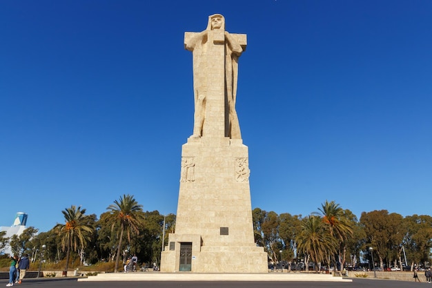 Gigantic statue tribute to Columbus in the city of Huelva in Spain