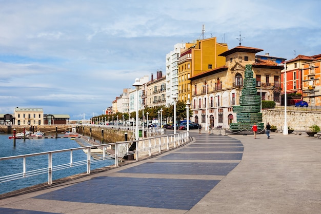 Gijon embankment promenade. Gijon is the largest city of Asturias in Spain.