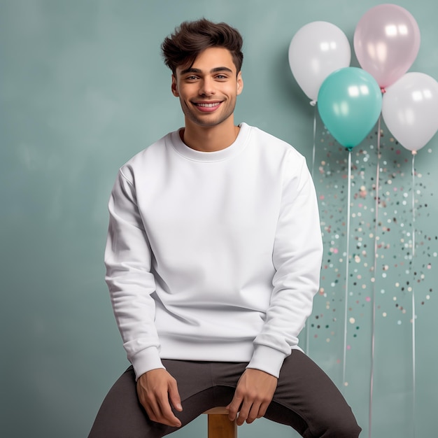 Gildan 18000 Sweatshirt New Years Eve Mockup Crewneck Sweatshirt Closeup Mockup Male Model