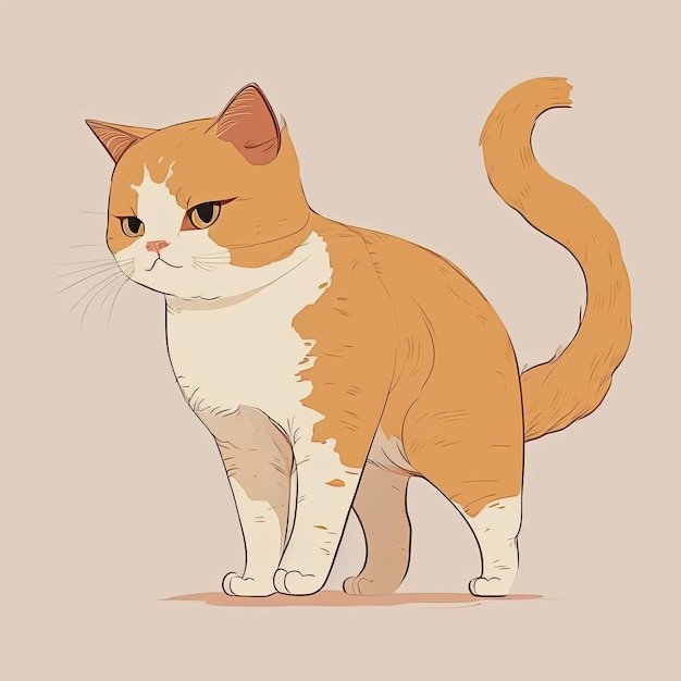 Ginger kitty in simple cute style isolated on light background Vector illustration Generative AI