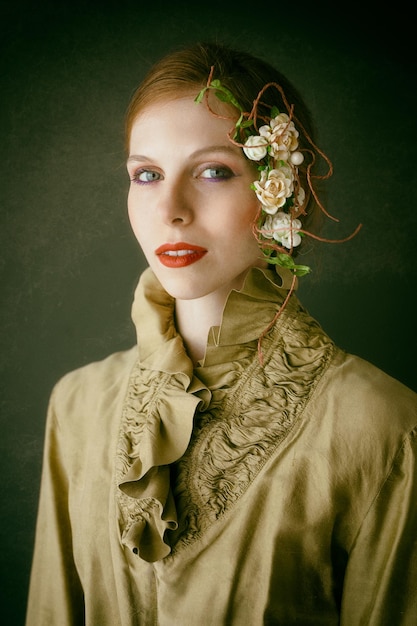 Ginger model fine art portrait vintage style photo