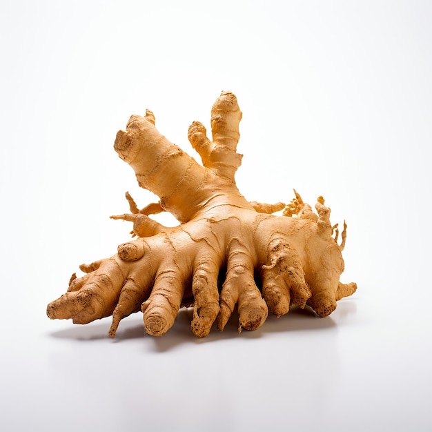 a ginger root is placed on a white background