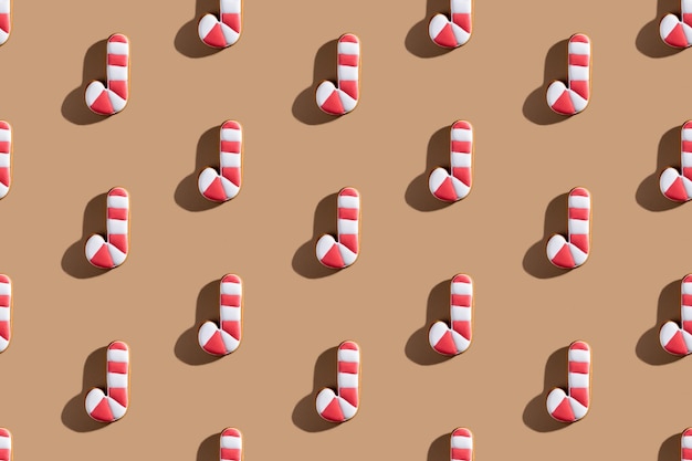 Gingerbread candy cane christmas decor pattern