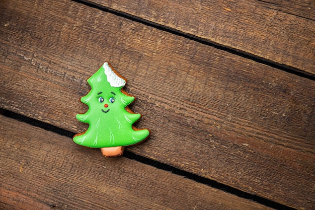 Gingerbread christmas tree cookie biscuits new year dessert homemade pastries sweet