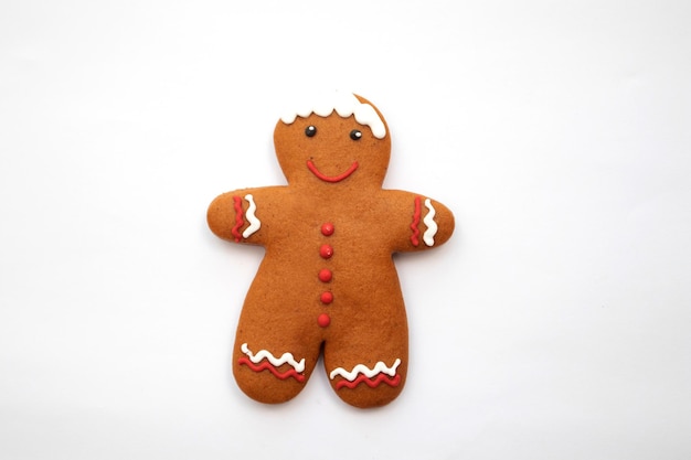 Gingerbread classic christmas cookie on whte background.