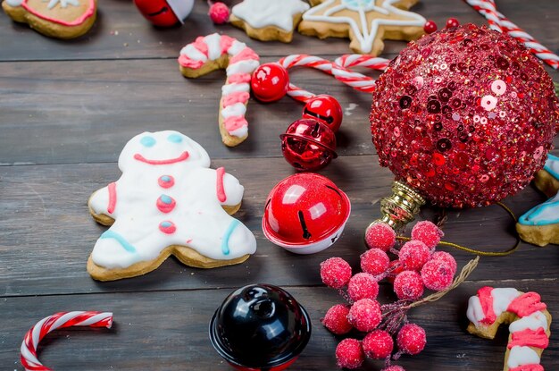 gingerbread cookies and holiday decoration