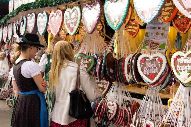 Gingerbread heart typical souvenir of Munich Octoberfest Bavaria Germany