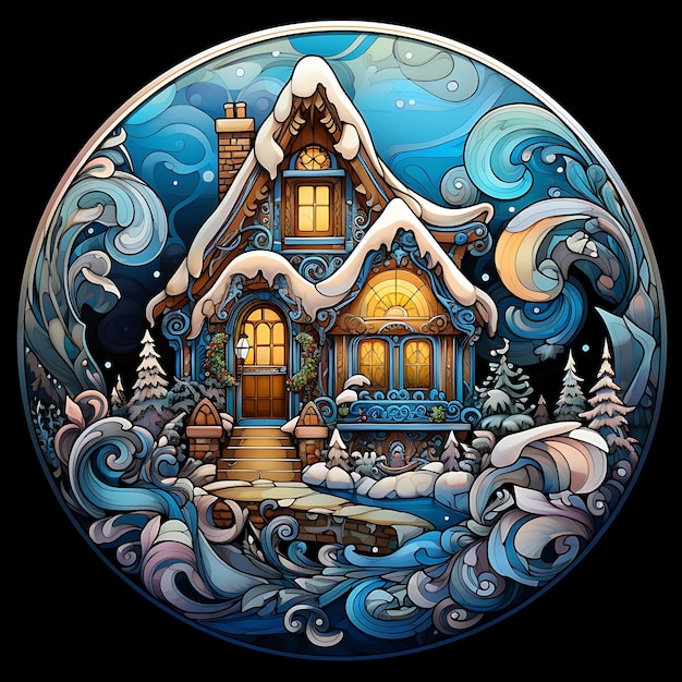 Gingerbread House Round Background