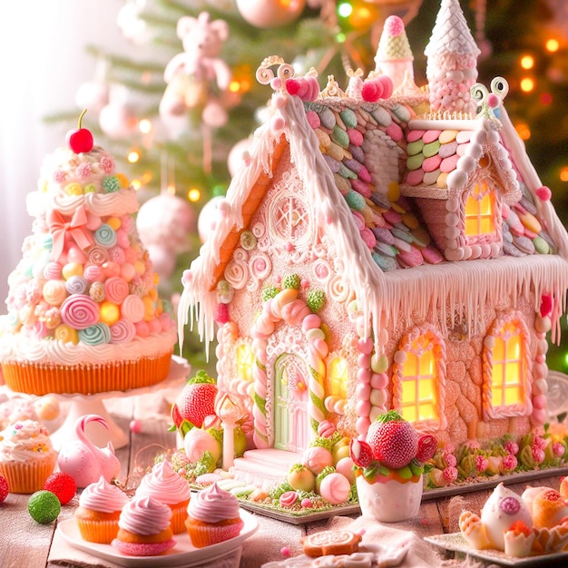 a gingerbread house with a gingerbread house on the top