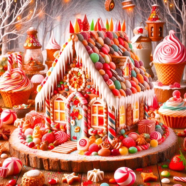 a gingerbread house with a gingerbread house on the top