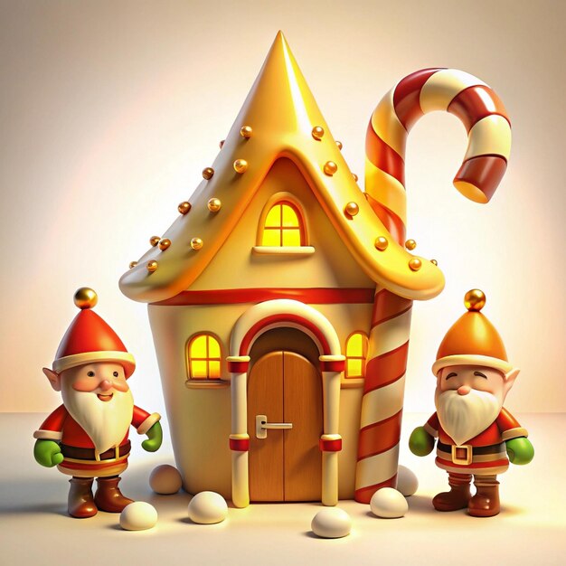 Photo a gingerbread house with a gingerbread man and a santa claus on the front