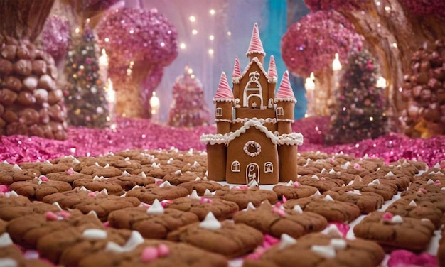 Photo a gingerbread house with a star on the top