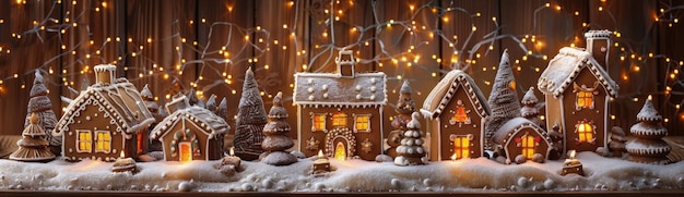 Photo gingerbread village christmas lights