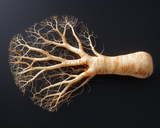 Ginseng root intricate details Realistic photograph