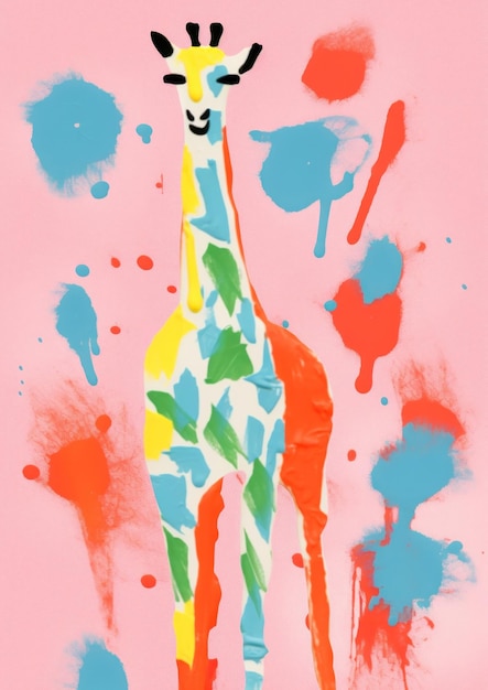 Photo giraffe art abstract painting