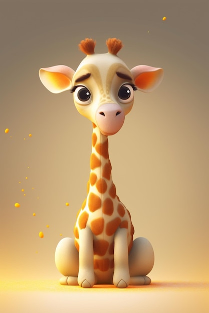 Giraffe cartoon character with a yellow background