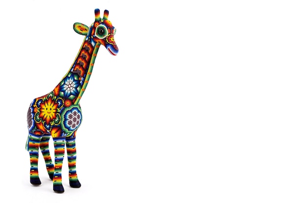 giraffe covered in beads, mexican handicrafts, handmade huichol beaded figure