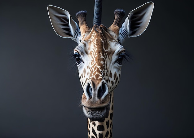 Giraffe face head hanging