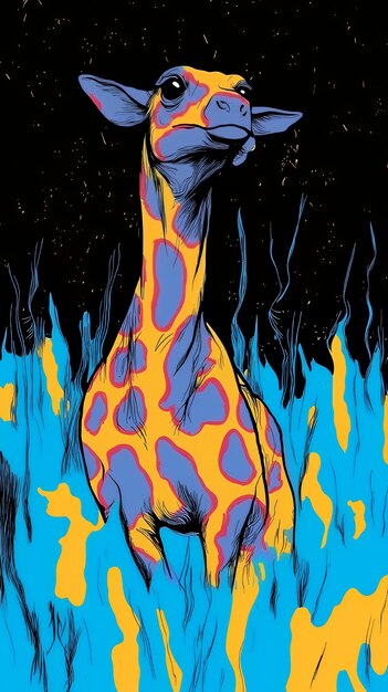 Photo giraffe in flames