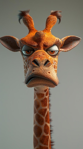 a giraffe head with a fake face and a fake face