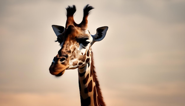 a giraffe is shown in a picture with a sky background