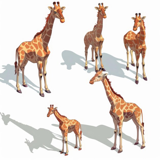 Giraffe isolated on white background 3D illustration Top view