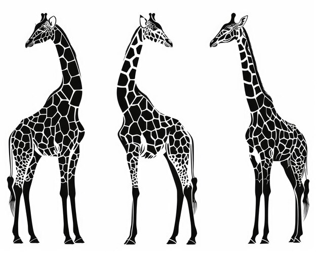 Photo giraffe outline collection african camelopardalis silhouettes in beautiful clip art style