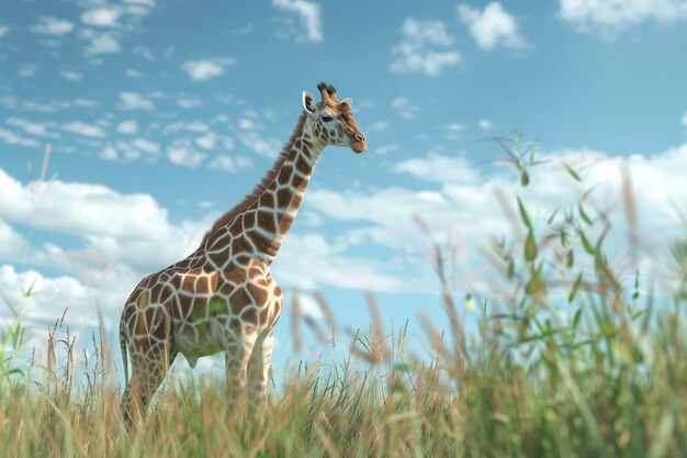 giraffe in the savannah Generative AI