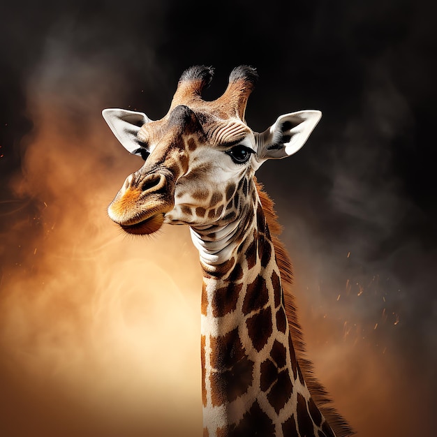 a giraffe in smoke