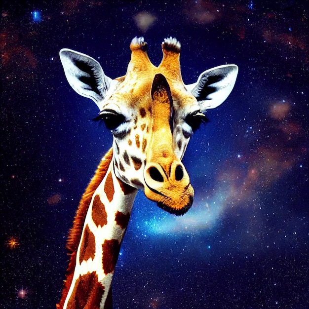 giraffe in space universe portrait fantasy illustration