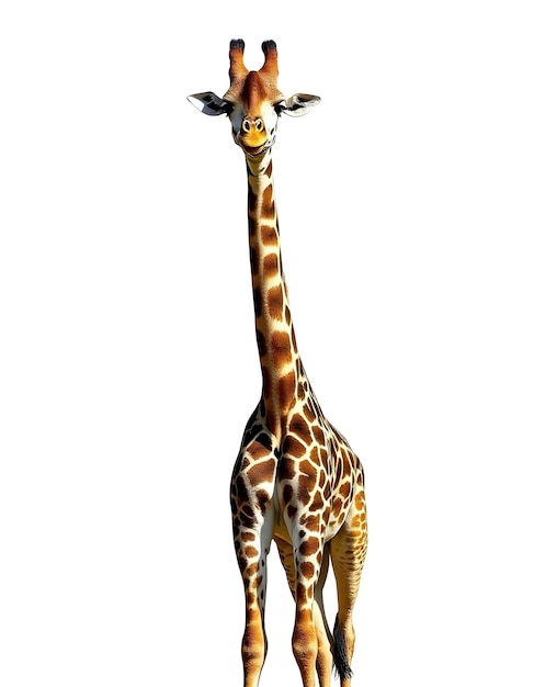 Photo a giraffe stands in front of a white background