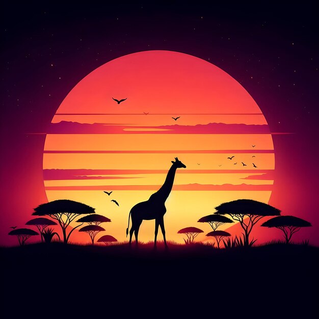 Giraffe in the sunset