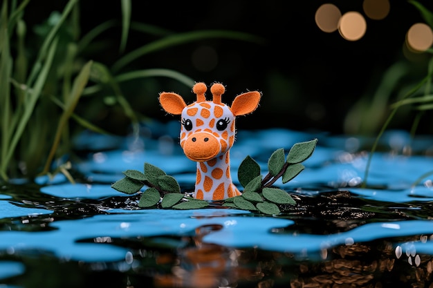 Photo giraffe toy in water