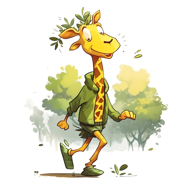 Giraffe wearing a green hoodie and a green sweater