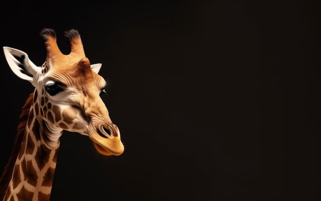 A giraffe with a black background and a black background.