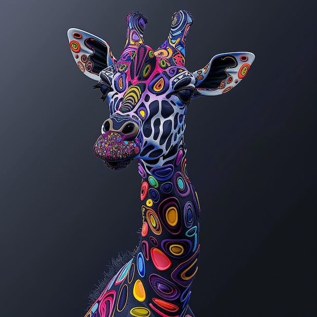 Photo a giraffe with colorful designs on its face