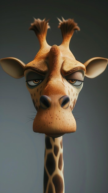 a giraffe with a giraffe face and a fake nose