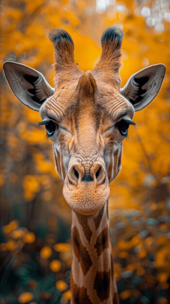 a giraffe with a giraffes eyes looking at the camera