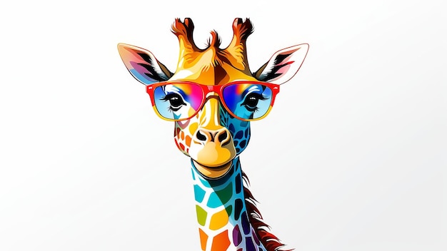 a giraffe with glasses on its head