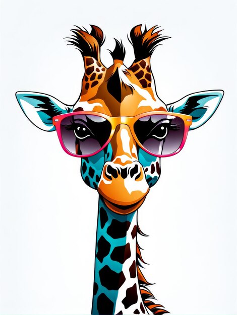 a giraffe with glasses that says giraffe on it