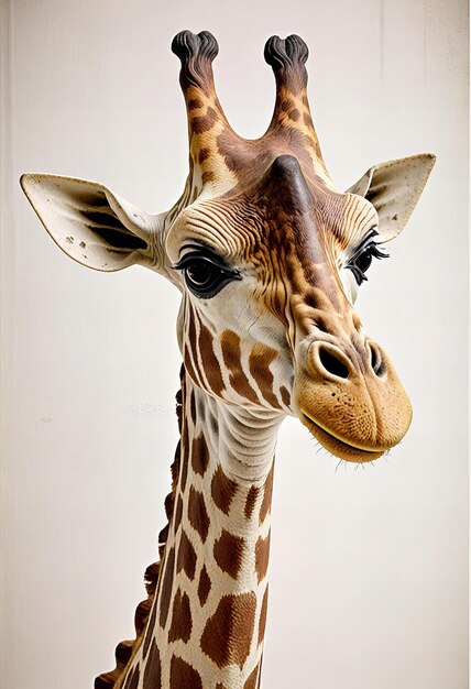 Photo a giraffe with a long neck and a brown nose