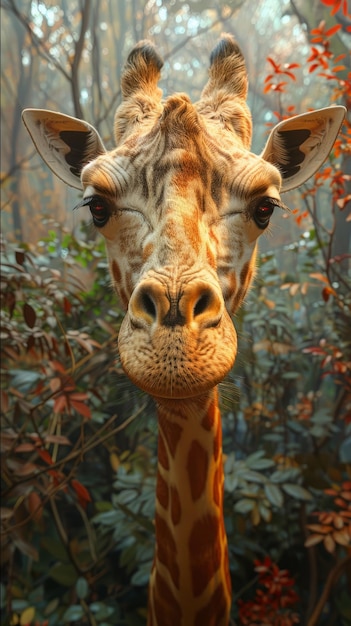 a giraffe with a long neck and a giraffes nose