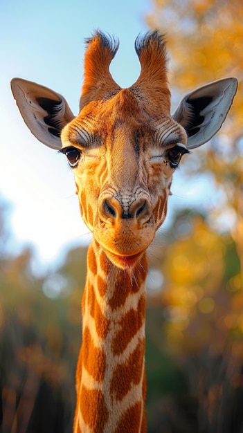 a giraffe with a long neck and a long neck