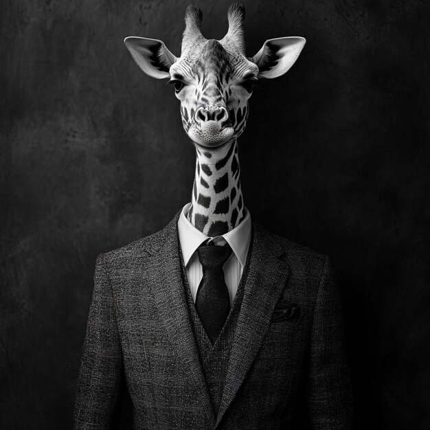 Photo a giraffe with a neck that has a shirt with a tie on it