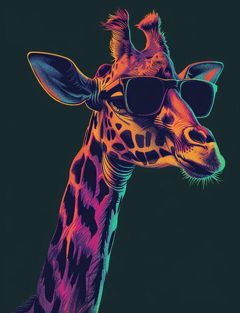 Photo a giraffe with sunglasses and a giraffes face