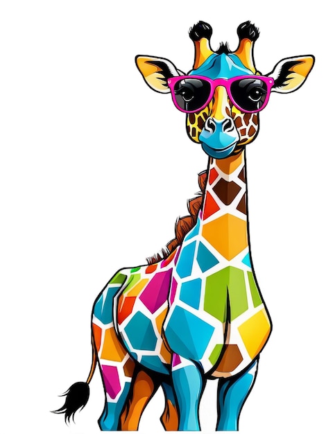 a giraffe with sunglasses on its head and a giraffe on the bottom