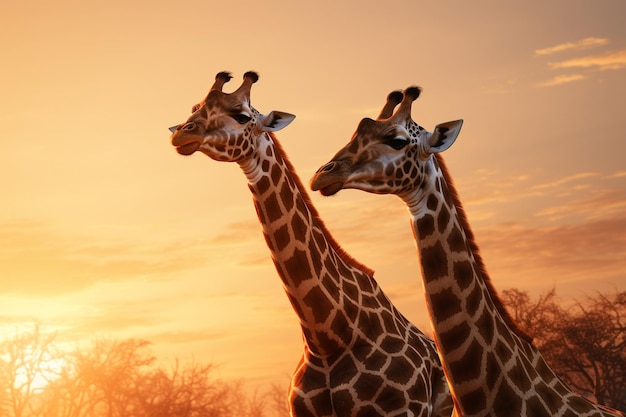 Giraffes stretching their necks