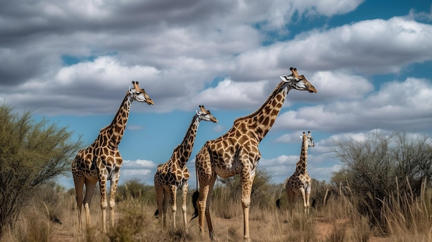 Giraffes in the wild in africa