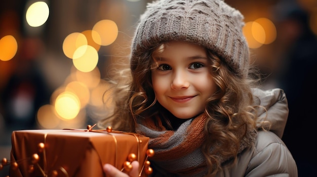 Girl Amidst the Enchanted Christmas Street