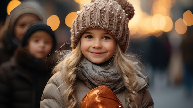 Girl Amidst the Enchanted Christmas Street